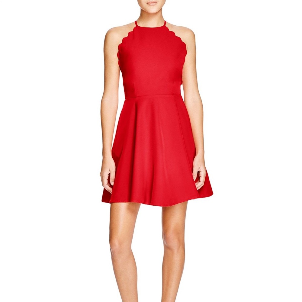 Lucy Paris Exclusive Scallop Trim Fit Flare Dress